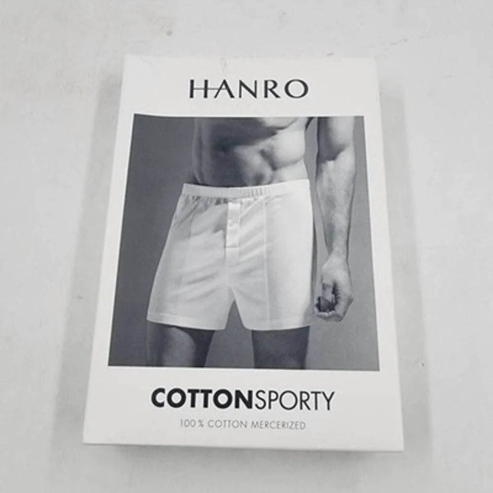 Hanro Cotton Sporty Knit Boxers Men's S Sea Breeze Solid Elastic Waist Pull On